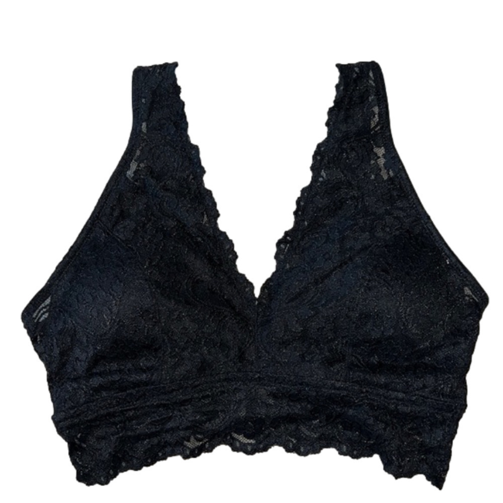 Black size large lace padded brallette